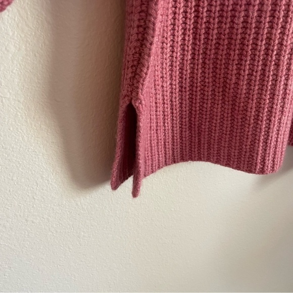 Zara Oversize Wool Blend Mock Neck Chunky Knit Sweater Pink Mauve Size Large - Picture 5 of 9